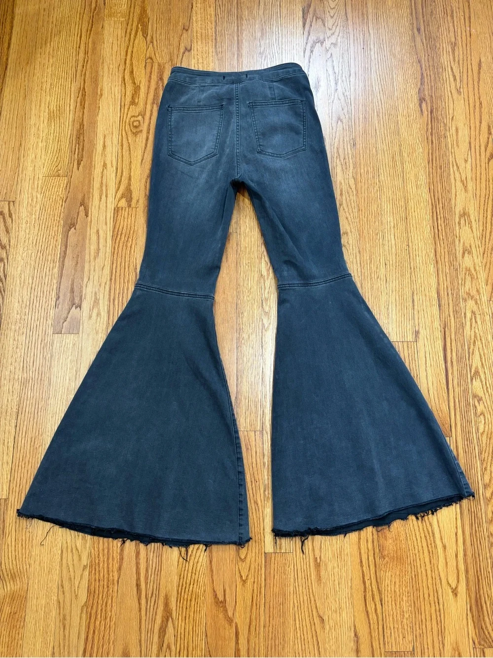 Free People The Float On Flare High Rise Washed Black Jeans Boho Preppy Cowgirl